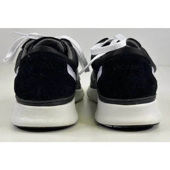 Vionic Nana Walking Shoes Sneakers Women’s 6 Black White Satin Suede Lace up - Picture 5 of 10